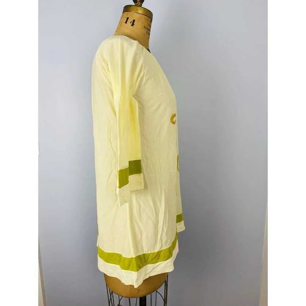 Vintage 70s JC Penney Gaymode Nightgown Size S Love Hippie Yellow Nightshirt